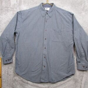 Arizona Jean Company Shirt Mens Large Blue Check Long Sleeve Button Front Casual